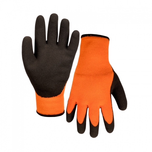 7G polyester napping shell latex sandy thumb coated gloves