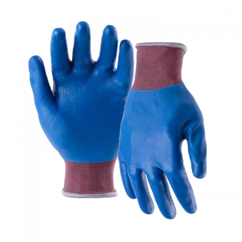 13G polyester/nylon shell nitrile smooth fully coated gloves