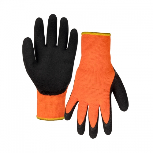 7G arylic napping shell latex foam thumb coated gloves