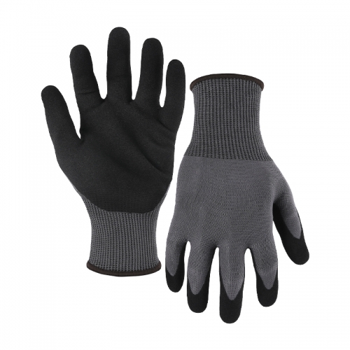 13G ANSI A8 nitrile sandy palm coated gloves-Steel