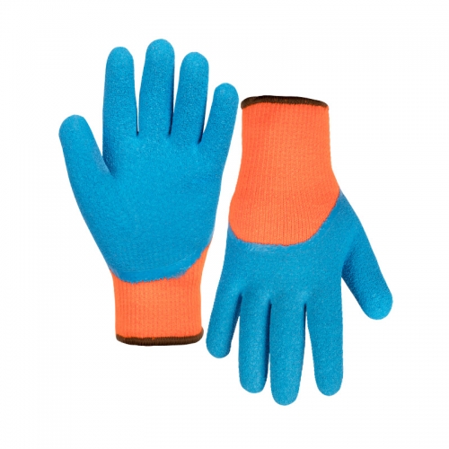 7G acrylic napping shell latex crinkle half coated gloves