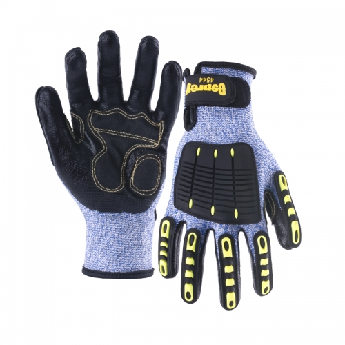 13G cut C/A3 nitrile sandy palm coated gloves with sewing TPR-Glass Fibre