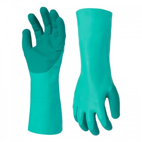 Chemical resistant nitrile coated glove with cut protection-Steel/Glass Fiber