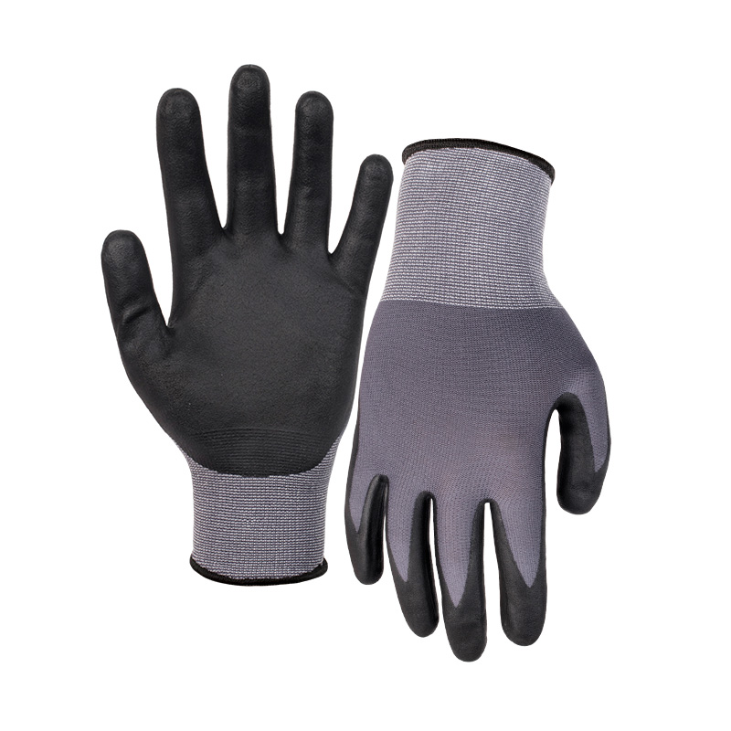 21G nylon shell DexiFoam palm coated gloves