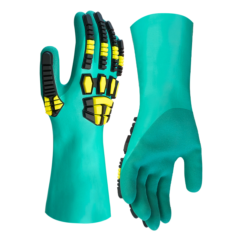 Chemical resistant nitrile coated glove with cut and impact protection - Glass and Metal Free