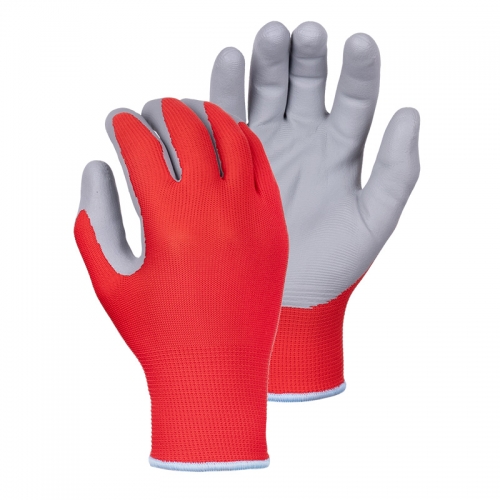 15G polyester shell water based PU palm coated gloves
