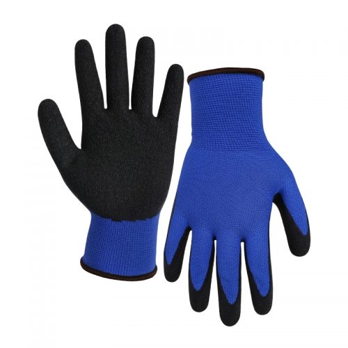 15G polyester shell latex crinkle palm coated gloves